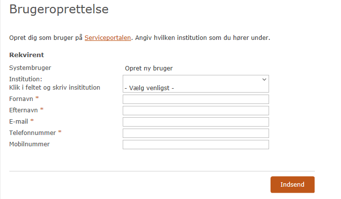 brugeroprettelse på serviceportalen